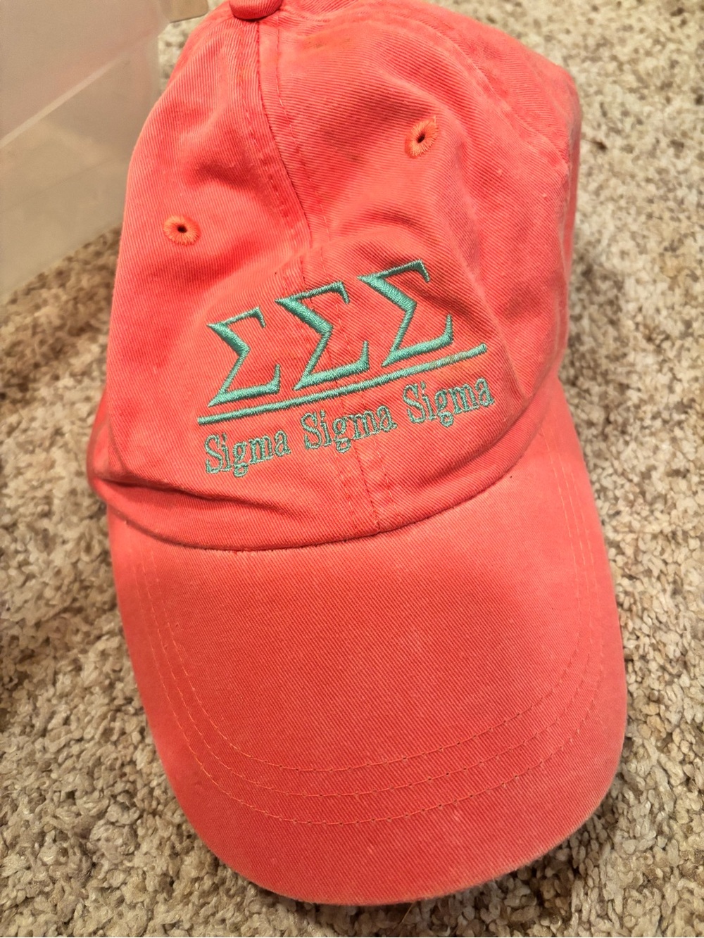 Sigma Sigma Sigma Coral Embroidered Baseball Cap